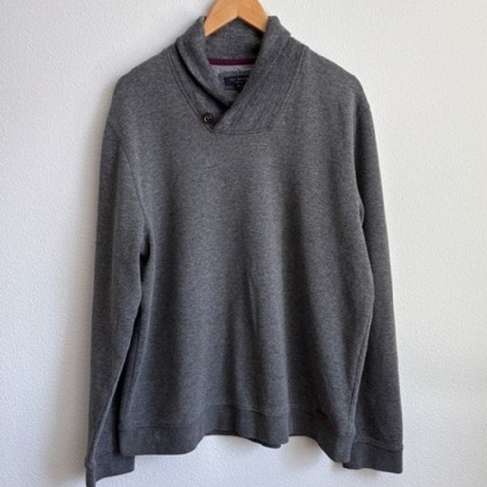 Ted Baker London Mens Gray Shawl Collar Pullover Sweatshirt Size 6 XXL